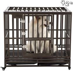 5. SMONTER Heavy Duty Dog Crate Strong Metal Pet Kennel