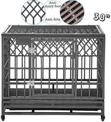 6. SMONTER Heavy Duty Dog Crate Strong Metal Pet Kennel Playpen