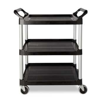 8. Rubbermaid Commercial Products Heavy Duty 3-Shelf Rolling Service/Utility/Push Cart