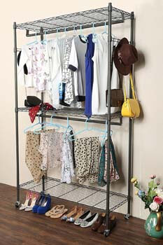 1. Homdox 3 Shelves Wire Shelving Clothing Rolling Rack