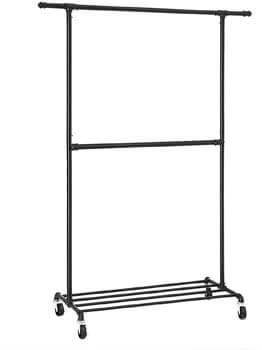 7. SONGMICS Industrial Style Clothes Garment Rack on Wheels