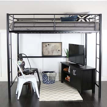 7. Walker Edison Furniture Company Modern Metal Pipe Full Double Size Loft Kids Bunk Bed