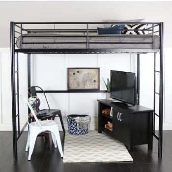 6. Walker Edison Furniture Company Modern Metal Pipe Full Double Size Loft Kids Bunk Bed