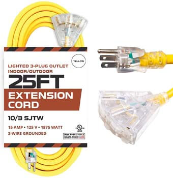 10. 25 Foot Lighted Outdoor Extension Cord