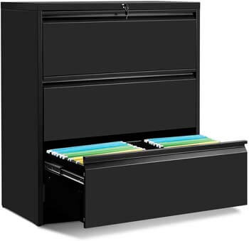 7. ModernLuxe 3-Drawer Heavy-Duty Lateral File Cabinet Black