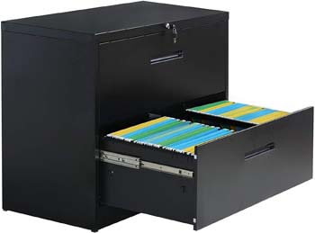 9. P PURLOVE 2 Drawer Black File Cabinet