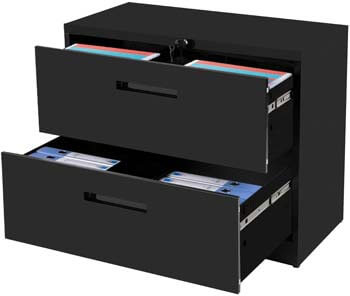 3. 2-Drawer Lateral File Cabinet Black Lockable Heavy Duty Metal File Cabinet