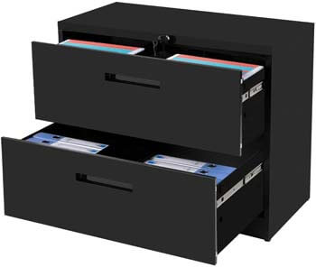 2. 2-Drawer Lateral File Cabinet Black Lockable Heavy Duty Metal File Cabinet