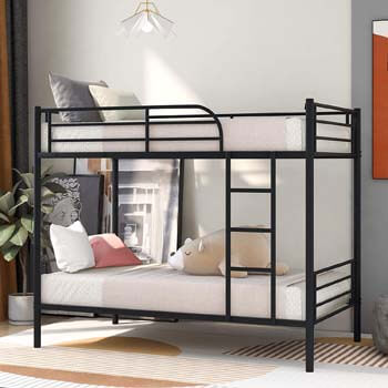 5. Twin Over Twin Metal Bunk Bed with Removable Ladder