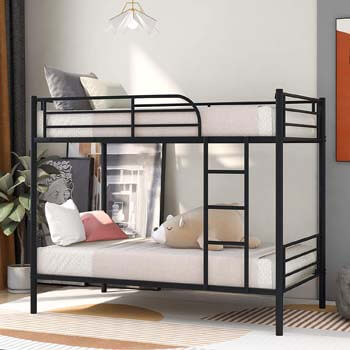 4. Twin Over Twin Metal Bunk Bed with Removable Ladder