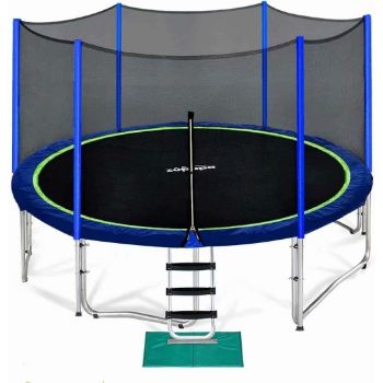 2. Zupapa 15 14 12 10 8FT Trampoline for Kids with Safety Enclosure Net 425LBS Weight Capacity Outdoor Backyards Trampolines with Non-Slip Ladder All Accessories for Children Adults Family