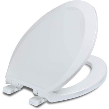 10. Elongated Toilet Seat with Lid, Quiet Close, Fits Standard Elongated or Oblong Toilets, Slow Close Seat and Cover