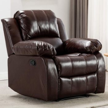 1. Bonzy Home Air Leather Recliner Chair Overstuffed Heavy Duty Recliner - Faux Leather Home Theater Seating 