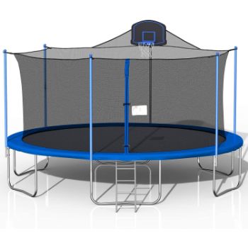7. EDGHHG 16 FT Basketball Trampoline Combo, Home Trampoline, Outdoor Bouncing Bed for Children, Fitness Trampoline, Outdoor Large-Scale Trampoline with Net for Kids and Adults, Trampoline for Family School