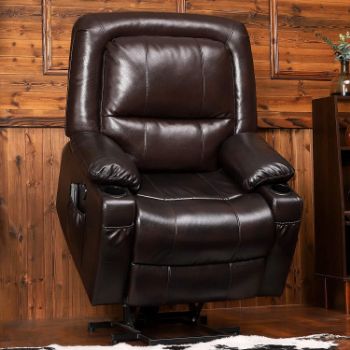 3. BAIJIAWEI Power Lift Recliner Chair - Breath Leather Electric Recliner for Elderly - Heavy Duty Reclining Chair with Side Pockets