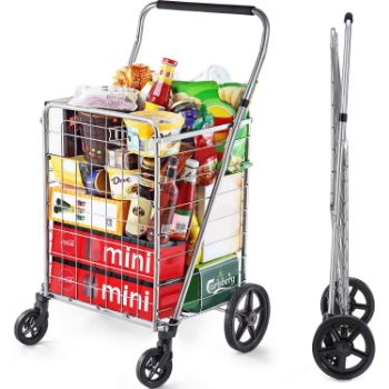 4. Wellmax Grocery Shopping Cart with Swivel Wheels