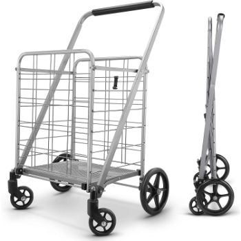 1. winkeep Newly Released Grocery Utility Flat Folding Shopping Cart