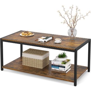 10. Homieasy Wooden Coffee Table with Storage