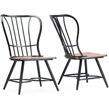 10. Baxton Studio Walnut Wood Industrial Dining Chair