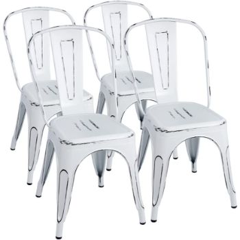 8. Furmax White Industrial Dining Chair