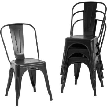4. FDW Metal Stackable Industrial Dining Chair