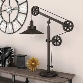 6. Henn&Hart Industrial Pulley System Table Lamp