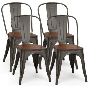 1. Costway Vintage Industrial Dining Chairs