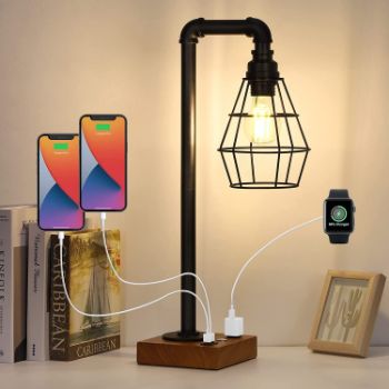 3. Caduke Industrial Table Lamp with Touch Control 