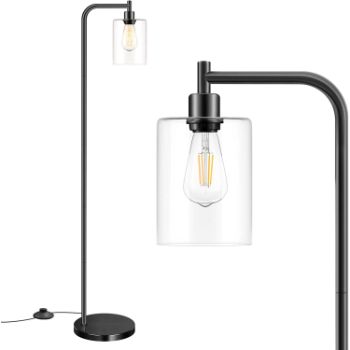 3. Bosceco Glass Industrial Floor Lamp 