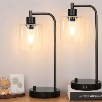1. Lynnoland Two Set of Industrial Table Lamp