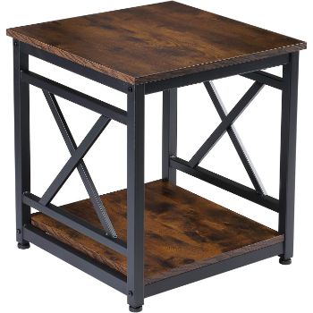 6. Kswin Industrial Side Table with Two-tier Storage