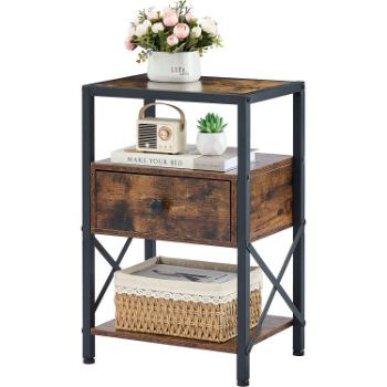 5. Tajsoon Industrial Side Table with Drawer