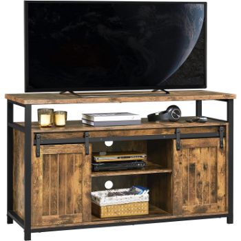 5. Yaheetech Industrial TV Stand with Sliding Doors