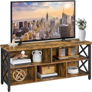 6. Yaheetech Industrial TV Stand with Storage Cabinet