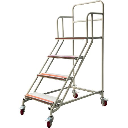 Yeezoo 4-Step Industrial Rolling Ladder with Wheels, 445 lb Capacity