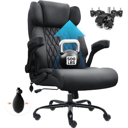 Cloomey 500lbs Big and Tall Office Chair with Inflatable Lumbar Support