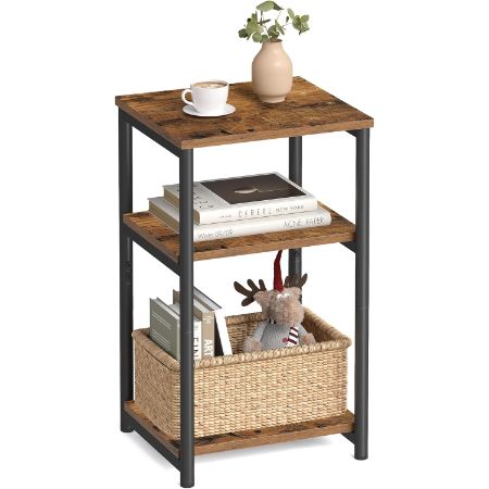 VASAGLE BARNET industrial side table with three shelves and steel frame