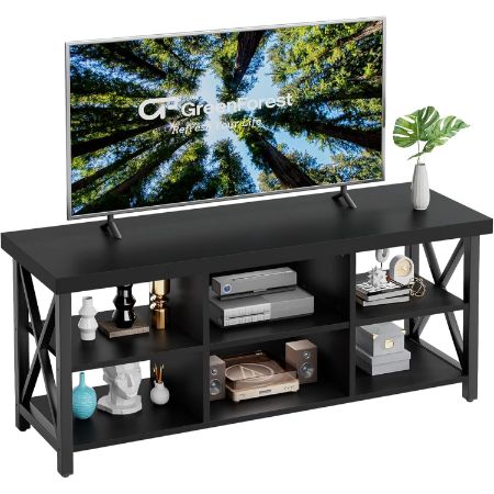 GreenForest industrial farmhouse TV stand with open storage