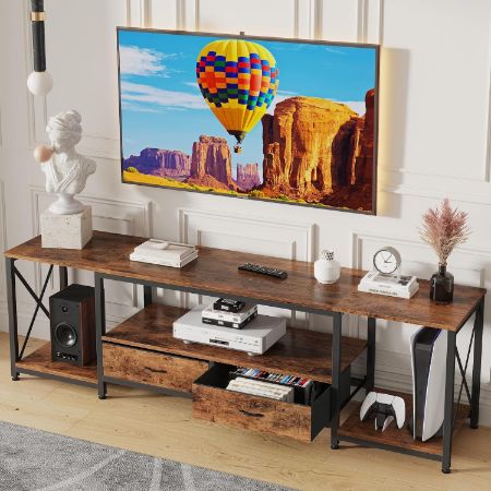 GYIIYUO industrial TV stand with fabric drawers for large televisions