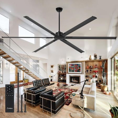 Amico 100-inch black industrial ceiling fan with six aluminum blades