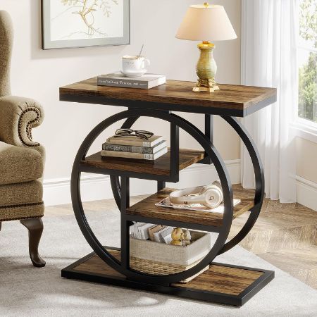 Tribesigns four-tier narrow industrial side table with geometric metal frame