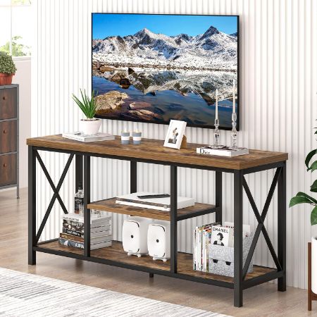 EXCEFUR compact industrial TV stand for small living rooms
