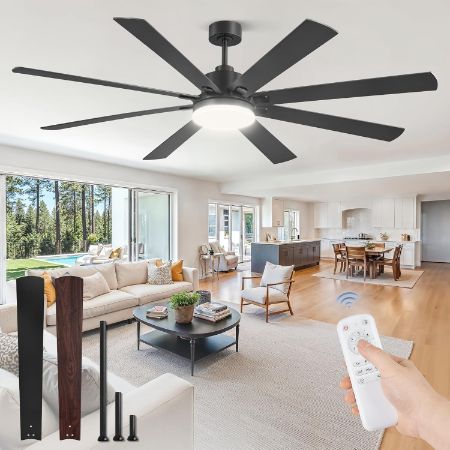 ZMISHIBO 72-Inch Industrial Ceiling Fan With LED Light