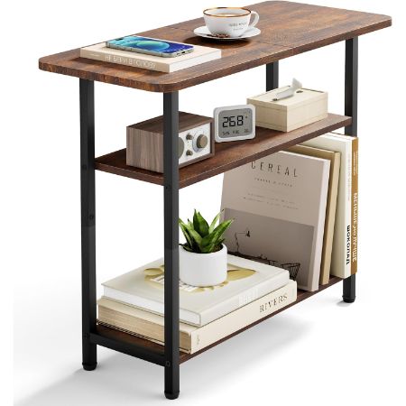 SLEEPING LAMB industrial side table with wide top and three open shelves