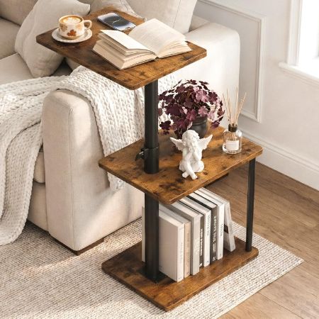 Faesun 360° Swivel Height-Adjustable Side Table
