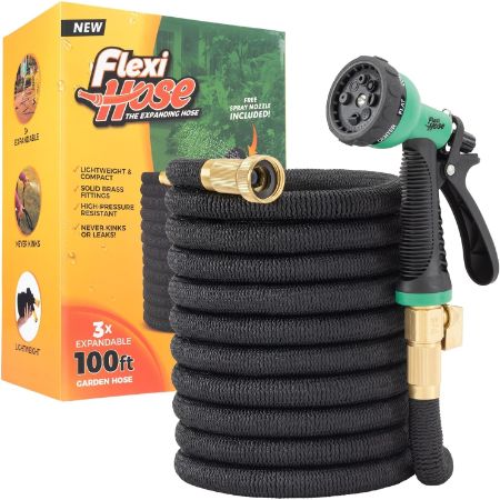 Flexi Hose 100 foot expandable garden hose with 8 function nozzle
