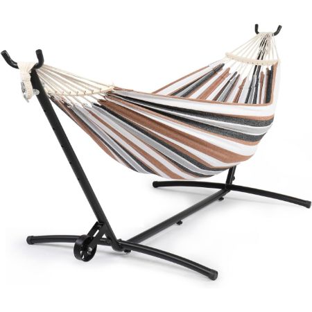 ONCLOUD Double Hammock with Spreader Bar & Heavy-Duty 9ft Steel Wheel Stand