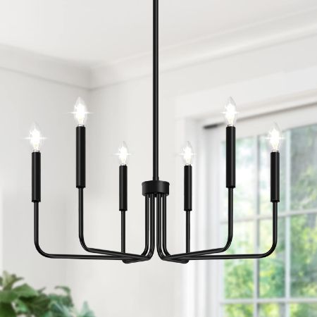 Lynnoland 6-light matte black farmhouse chandelier