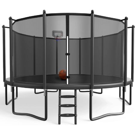YORIN heavy duty outdoor trampoline with basketball hoop