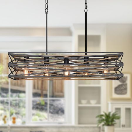 Sigaitwei 33.5-inch 5-light farmhouse linear chandelier